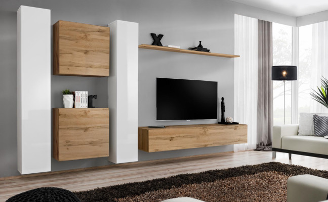Wall unit Designer Living room furniture Brown wall cabinet Complete new Wall Shelf
