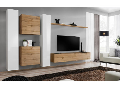 Wall unit Designer Living room furniture Brown wall cabinet Complete new Wall Shelf