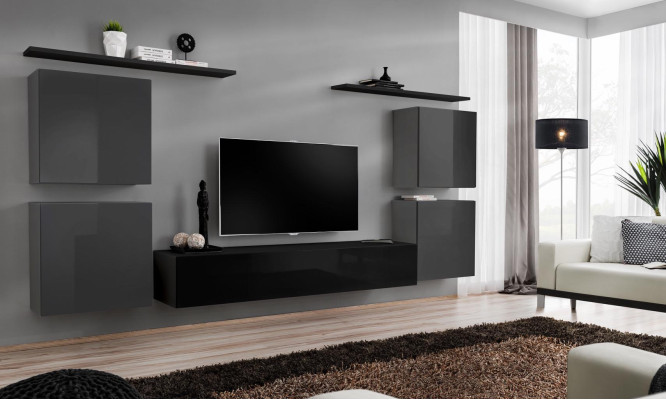 Suite 7tlg Wall unit Luxury Living room Set Wood Wall shelf Furniture Furnishings new