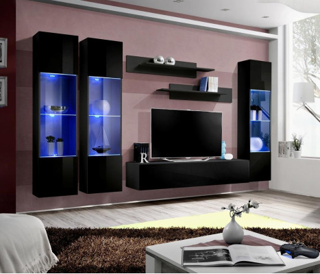 Living room Suite 6-piece wall unit lowboard TV lowboard hanging display case wooden furniture