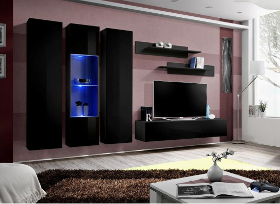 Wall unit set 6 pieces luxury living room TV stand wood wall shelf wall cabinet new
