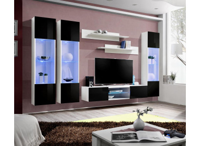 Wall unit TV lowboard sideboard hanging display case Wood White luxury living room