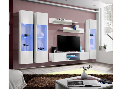 Modern Wall unit White Style Designer TV Stand Hanging Display case Luxury Living room