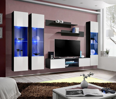 Wall unit Complete Set Hanging Display case Furnishings Luxury TV Stand Sideboard Wood