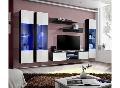 Wall unit Complete Set Hanging Display case Furnishings Luxury TV Stand Sideboard Wood