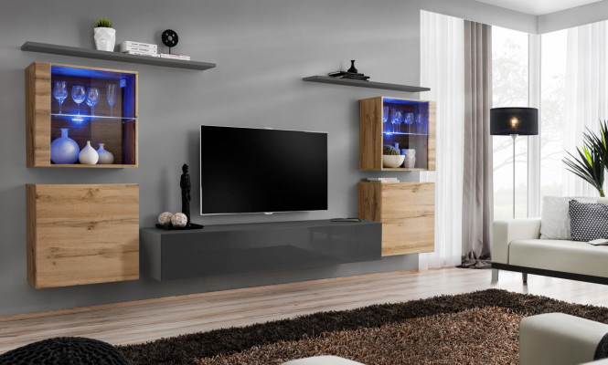 Living room furniture set designer high gloss wall unit living room sideboard complete