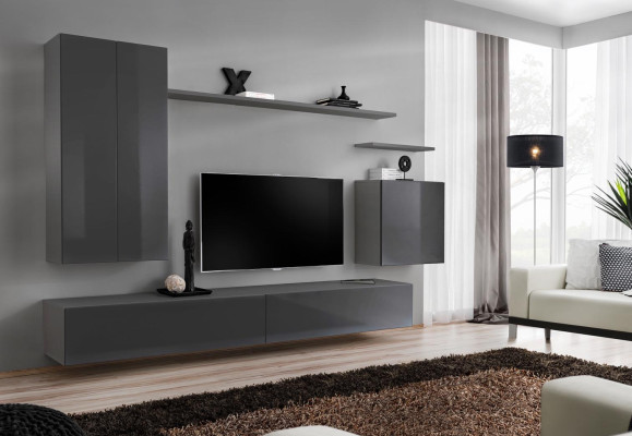 Luxury Gray Wall unit Modern TV Stand Sideboard Living room furniture new