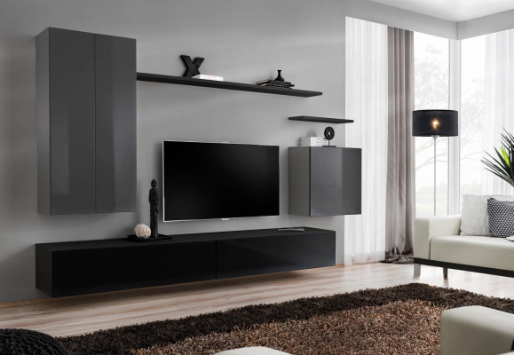 Wall unit set 6-piece TV stand sideboard luxury living room furniture wall cabinet