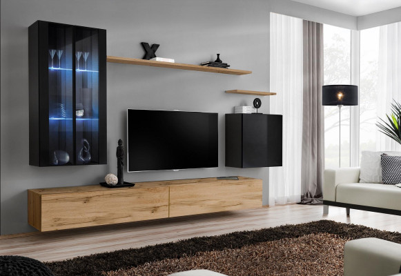 Wall unit hanging display case wall cabinet designer TV lowboard furnishings shelves modern