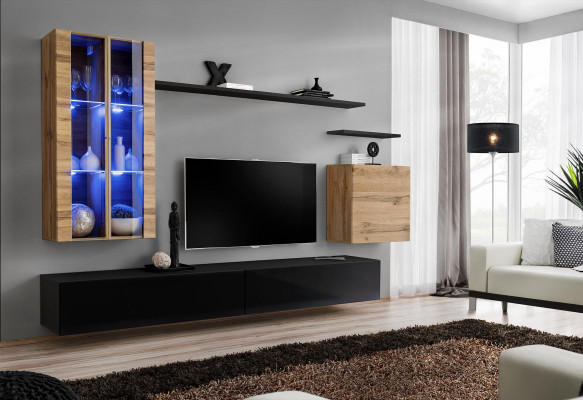 Wall unit wooden furniture Black TV lowboard sideboard wall cabinet wooden furniture new