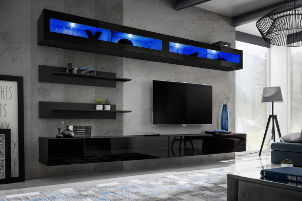 Living room 2x wall cabinet Suite Wall unit wooden furniture TV lowboard new