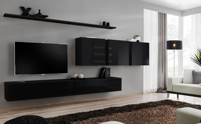 Black Wall unit Living room furniture Modern Designer Sideboard Wall cabinet Designer