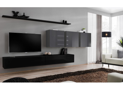 Design Wall unit TV lowboard 3x wall cabinet TV lowboard Lowboard Furnishings 7 pieces