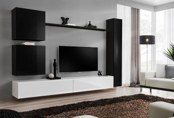 Black Wall unit Designer wall cabinet TV lowboard Living room furniture Modern new