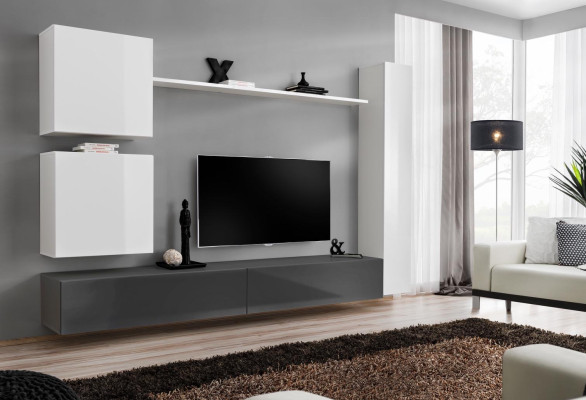Wall unit wall cabinet style Modern Furnishings Designer White Shelf TV Sideboard
