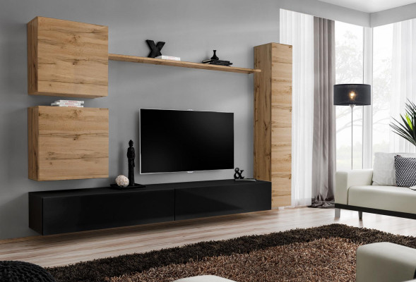 Brown wall cabinet wooden furniture designer wall shelf sideboard TV lowboard set
