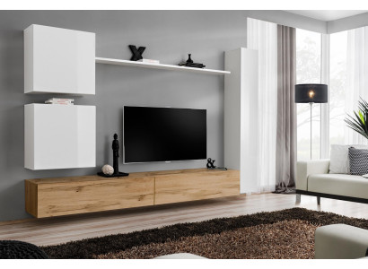 White Complete Set Living room furniture Wall unit Shelf Luxury wall cabinet new