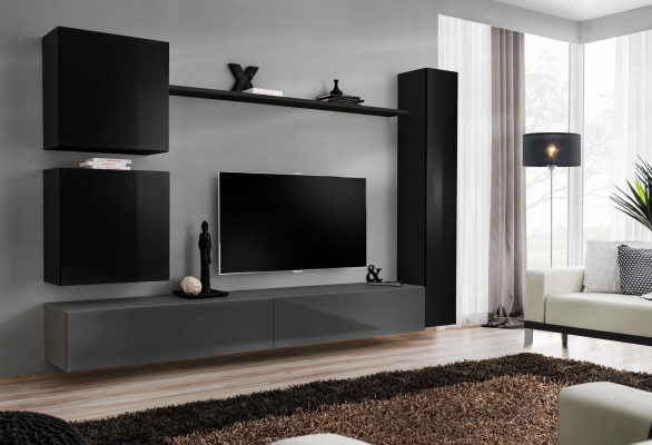 Wall cabinet Living room furniture Wall unit Set 6-piece Designer Wall Shelf Sideboard