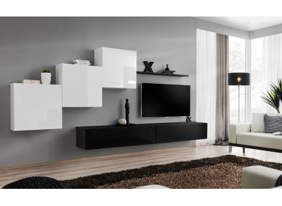 Wall unit Black Complete TV lowboard Wall shelf Luxury wall cabinet design