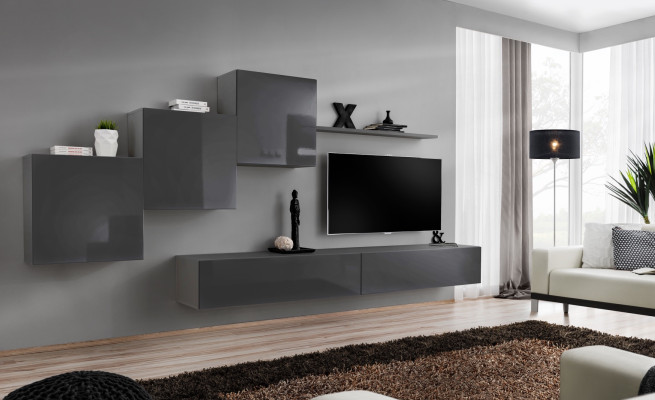 Wall unit Living room Set 6-piece wall cabinet Wall shelf Suite Complete new