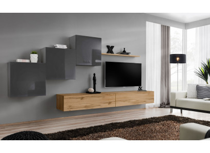 Luxury White Designer Modern Wall unit Sideboard TV Stand Brown Living room