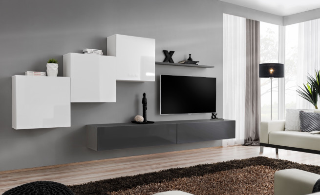 Designer Wall unit Gray TV Stand Modern Sideboard Wall shelf TV Stand new