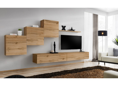 Designer Wall unit Brown TV stand Modern sideboard Wall shelf wall cabinet 6 pieces