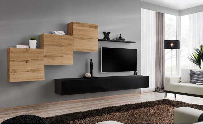 Modern Wall unit Furnishings Complete Suite Designer Wall Shelf Sideboard