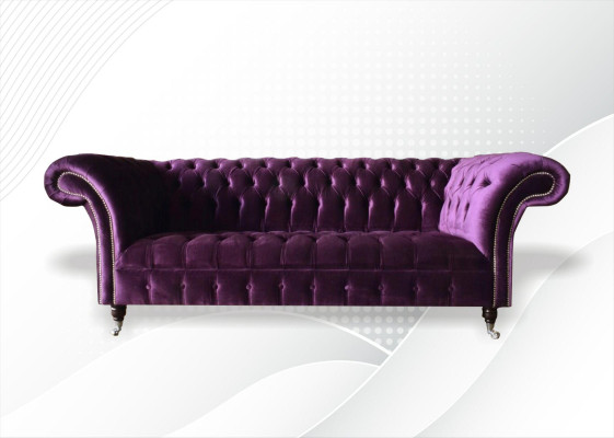 Chesterfield 3 Seater Purple Fabric Design Couches Upholstery Sofa Sofas new Textile