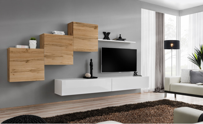 Luxury Set 6pcs Wall unit Furnishings Suite Wall shelf Designer Living room furniture