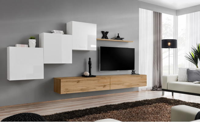 Living room TV lowboard 3x wall cabinet Wall shelf Luxury design Sideboarad Wall unit