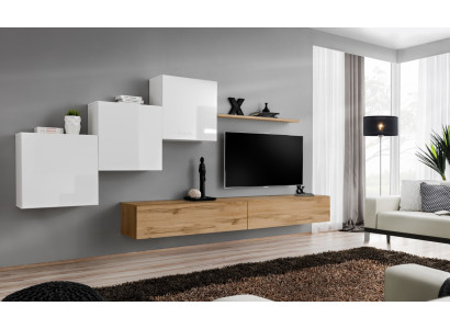 Living room TV lowboard 3x wall cabinet Wall shelf Luxury design Sideboarad Wall unit