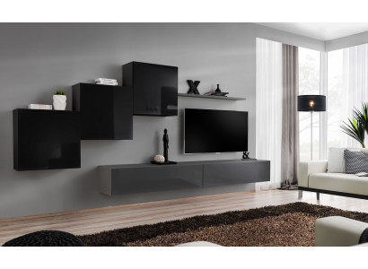 Living room Set Wall shelf TV lowboard Gray Wall unit Luxury Wardrobe Design 6 pieces.new