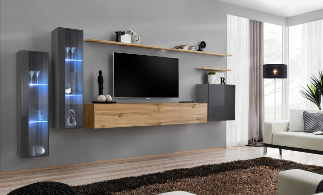 Living room Set Wall unit Brown Luxury wall cabinet TV lowboard Complete sideboard