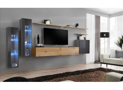 Living room Set Wall unit Brown Luxury wall cabinet TV lowboard Complete sideboard