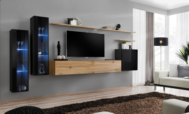Wall unit brown sideboard wall cabinet designer living room furniture TV lowboard