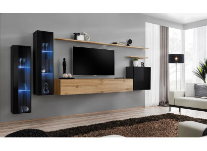 Wall unit brown sideboard wall cabinet designer living room furniture TV lowboard
