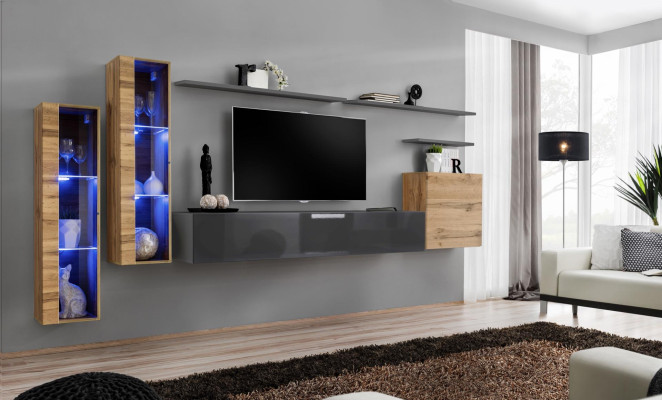 Luxury Design Furniture Suite Wall unit Sideboard TV Lowboard Furnishings Wall shelf