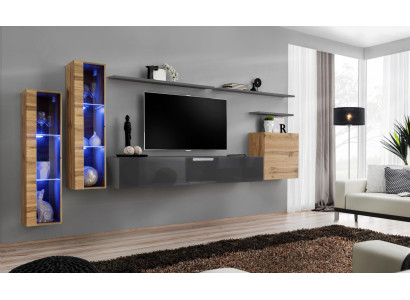 Luxury Design Furniture Suite Wall unit Sideboard TV Lowboard Furnishings Wall shelf