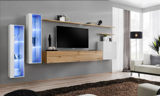 Modern Wall unit Luxury Wood Wall Shelves Living room Furniture Designer Furnishings