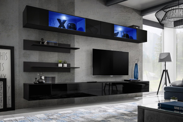 Living room furniture set Living room TV lowboard wall cabinet 6 pieces. Wall unit furnishings