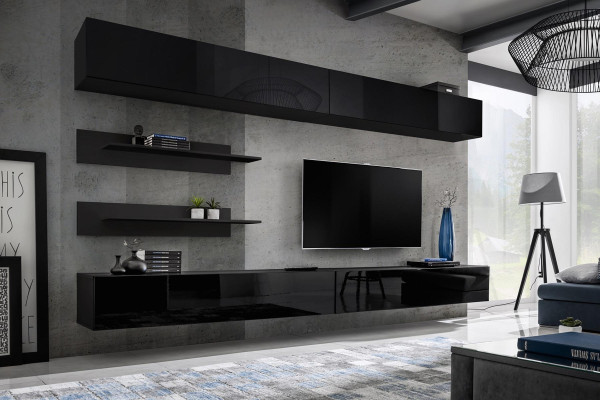 Living room Wall Shelf Suite 6pcs. Design Wall unit wall cabinet design
