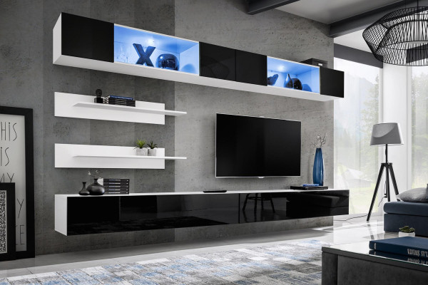 Living room set 6 pieces luxury wall unit wall cabinet 2x TV lowboard design furnishings