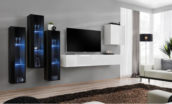 new Living room Wall unit High gloss wooden furniture Wardrobe Modern furniture 5 pieces