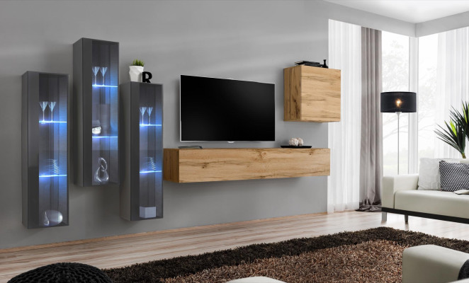 Living room Wall unit Wood Luxury Suite Furnishings new Style Modern Luxury Brown