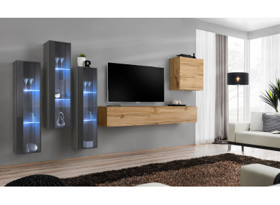 Living room Wall unit Wood Luxury Suite Furnishings new Style Modern Luxury Brown