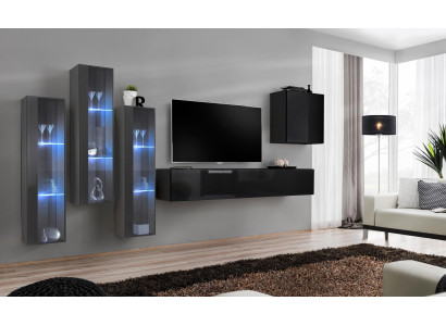 Designer Wall unit Furnishings Wall Wardrobe Living Room Furniture Wood Modern