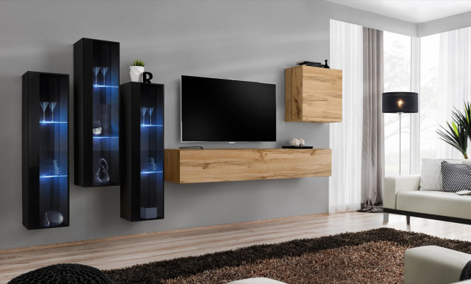 Modern Wall unit Brown TV Stand Wall Wardrobe Wooden Furniture Designer High Gloss
