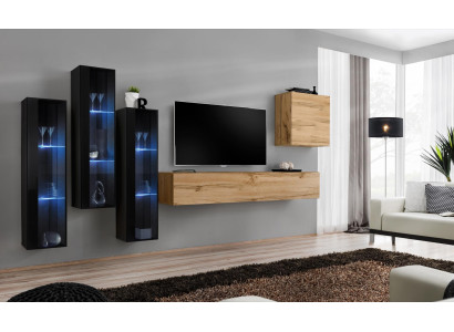 Modern Wall unit Brown TV Stand Wall Wardrobe Wooden Furniture Designer High Gloss