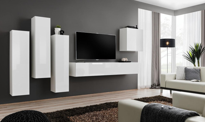 Living room Suite Luxury White wall cabinet Wall unit Wood Furniture TV lowboard